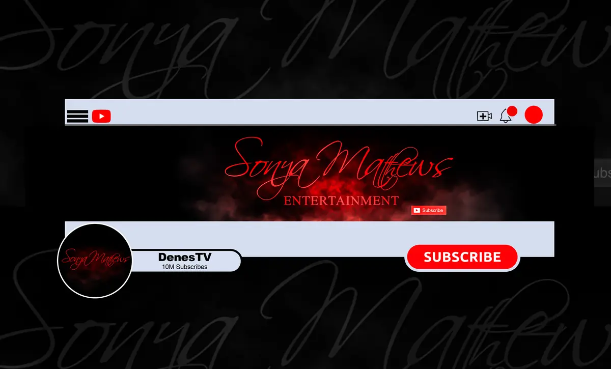 Sonya Mathews Entertainment — YouTube banner and profile picture by NightCaseStudio