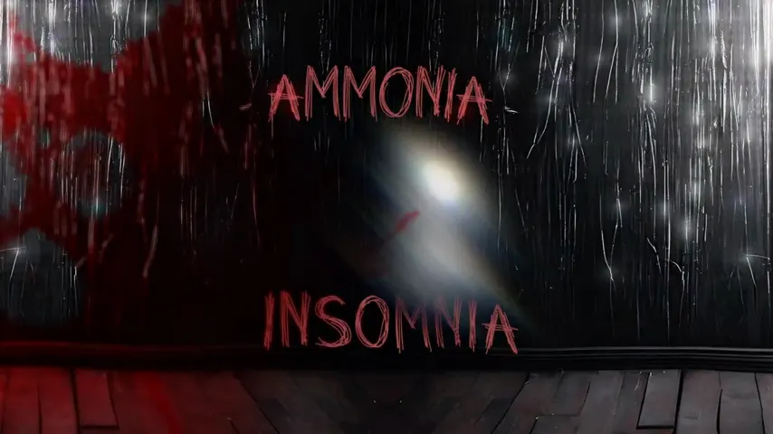 Frame from the Ammonia Insomnia horror YouTube intro, a cinematic motion branding example by NightCaseStudio