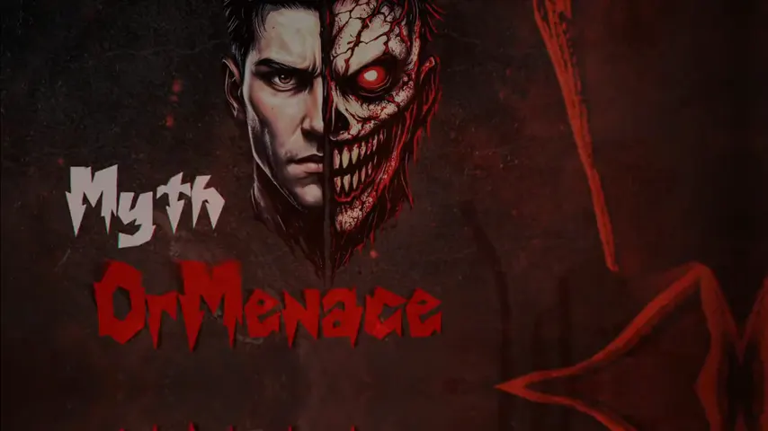 Frame from the Myth or Menace horror channel intro by NightCaseStudio