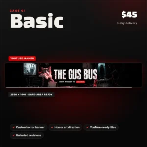 Basic horror branding package: custom YouTube banner by NightCaseStudio, $45