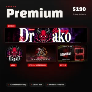 Premium horror branding package: banner, logo, intro with watermark and outro by NightCaseStudio, $190